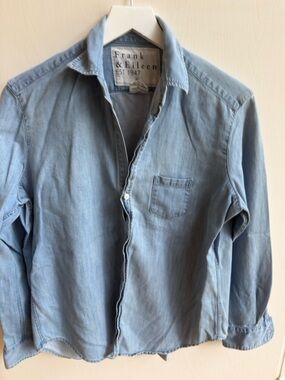 Frank & Eileen Washed Denim Button-Up Shirt - Light Blue